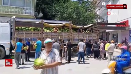 Afyonkarahisar'da ücretsiz 20 ton karpuz dağıttı