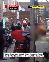 Hapur: Drunk Man Brutally Slaps Woman in Public, Her Brother Slams Him to Ground; Video Goes Viral