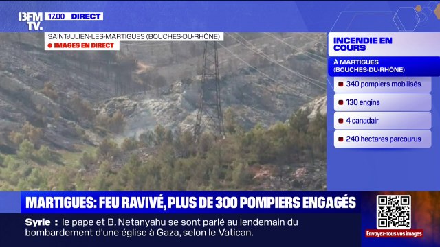 Incendie à Martigues: les Canadairs interrompent leurs rotations, le feu perd en intensité