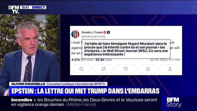 Affaire Epstein: Donald Trump fragilisé par la révélation d'une lettre adressée à Jeffrey Epstein