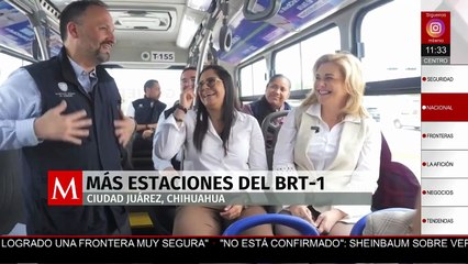 Maru Campos recorre las nuevas estaciones del BRT-1 en Ciudad Juárez