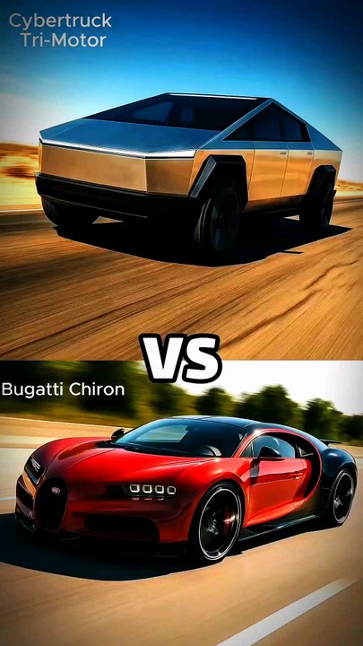 Tesla Cyber Truck vs Bugatti Chevrolet and other vehicles are compared