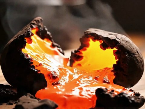 Lava Stone Cutting 🌋 #oddlysatisfying #satisfying #veo3 #lava #lavaasmr #asmr