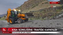 Erzurum’da sel yolu kapattı