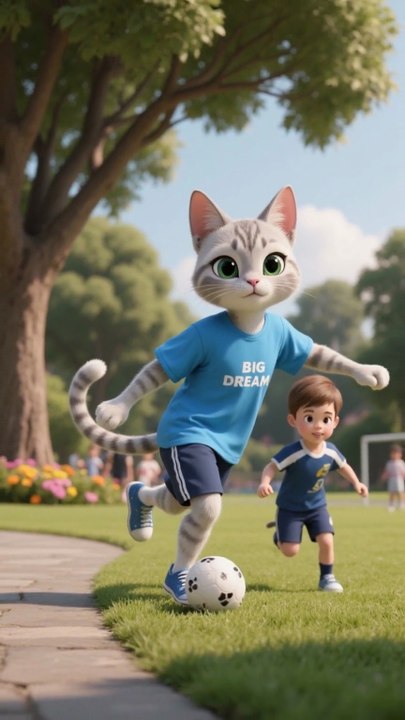 Ai film about a street cat named Whiskers who dreams of becoming the best football (soccer) player in the world