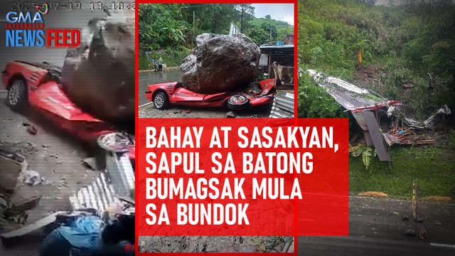 Bagyong Crising Bahay at sasakyan, sapul sa bumagsak na bato | GMA Integrated Newsfeed