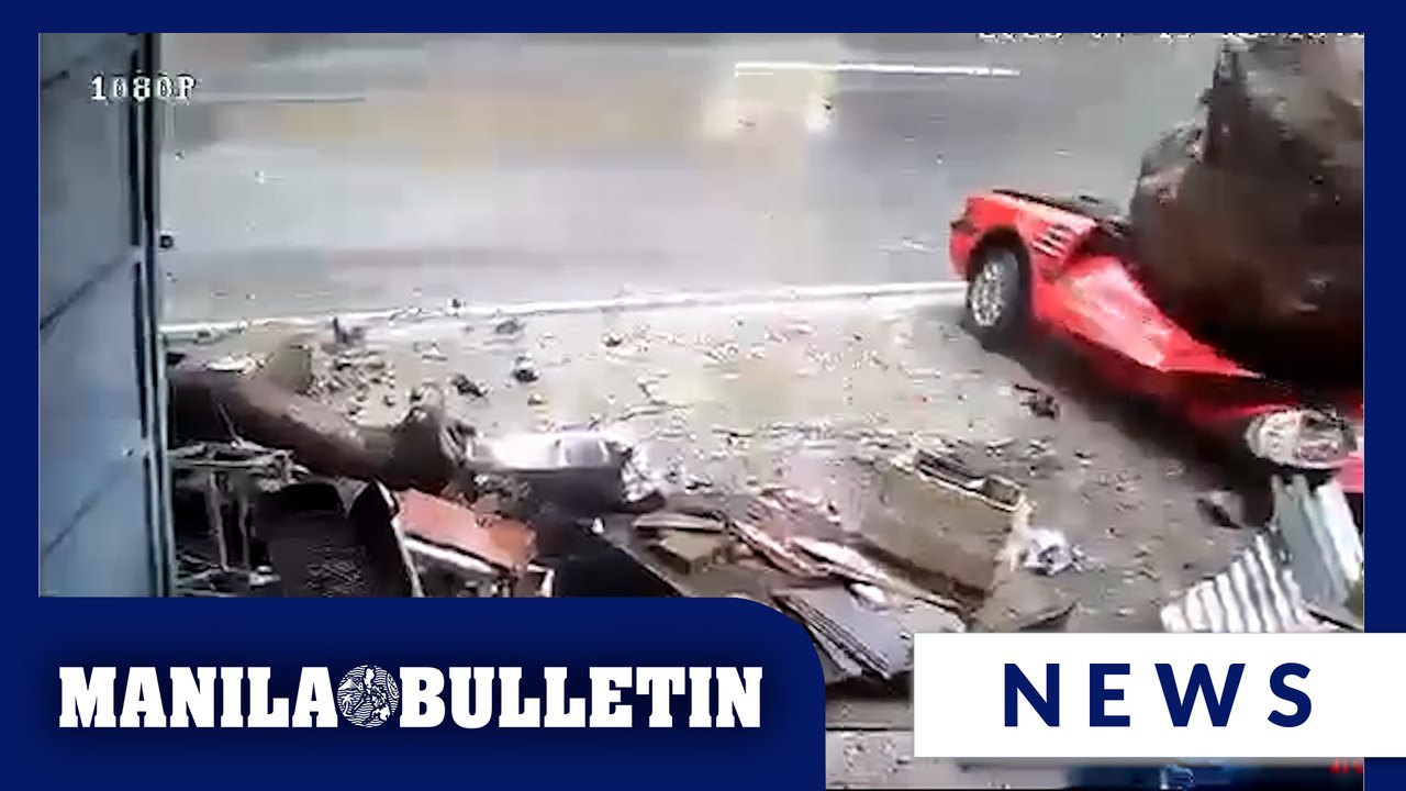 Boulder crashes down mountainside, hits car in Kennon Road, Baguio