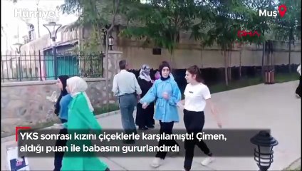 YKS sonrası kızını çiçeklerle karşılamıştı! Çimen, aldığı puan ile babasını gururlandırdı