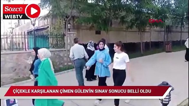 YKS çıkışında babası tarafından çiçekle karşılanan Çimen Gülen'in sınav sonucu belli oldu