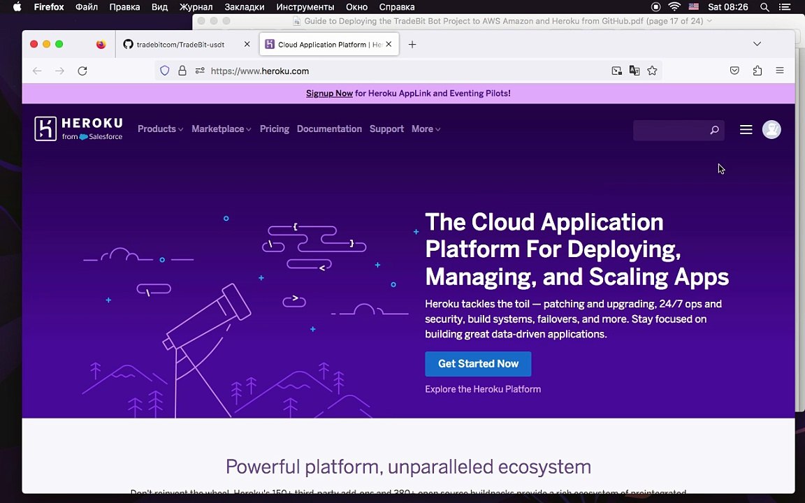 Uploading and running the tradebit project on Heroku