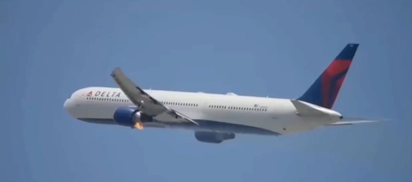 Delta Airlines Boeing 767 forced to make an emergency landing at Los Angeles International Airport after its engine caught on fire.