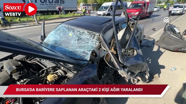 Bursa'da feci kaza: Bariyere saplanan araçta felaketi yaşadılar