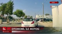 Hatay'da otomobille çarpışan motosikletteki 2 kişi yola savruldu