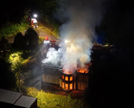 Drone footage fire at historic Foyle College site in Derry