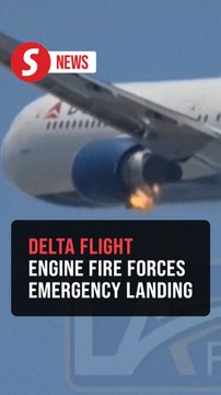 Moments of Delta Airlines aircraft engine fire captured on camera