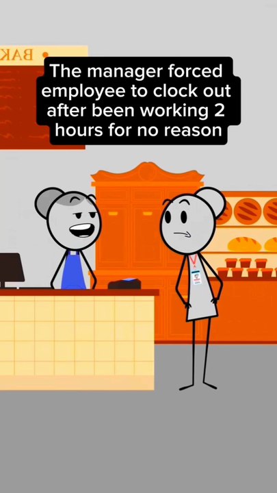 The manager forced employee to clock out after been working 2 hours for no reason #animation #shorts