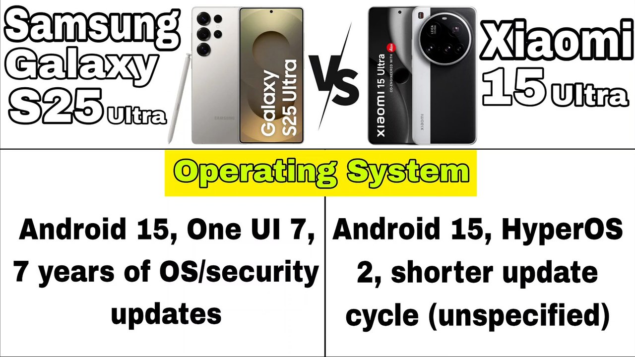 Samsung Galaxy S25 Ultra vs. Xiaomi 15 Ultra || Ram, Camera, Rom, Bettery, OS & More Features Details