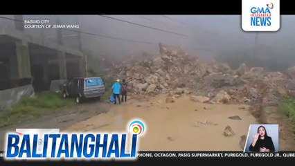 Longlong-Tam-awan Road, isinara sa mga motorista matapos matabunan ng gumuhong lupa at bato | Balitanghali