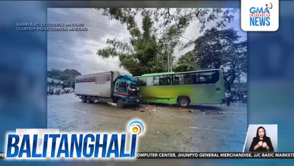 Truck at pampasaherong bus, nagbanggaan sa Brgy. Tayamaan; 9, sugatan | Balitanghali