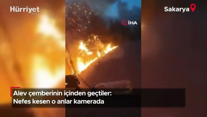 Sakarya'da alev çemberinin içinden geçtiler! Nefes kesen o anlar kamerada