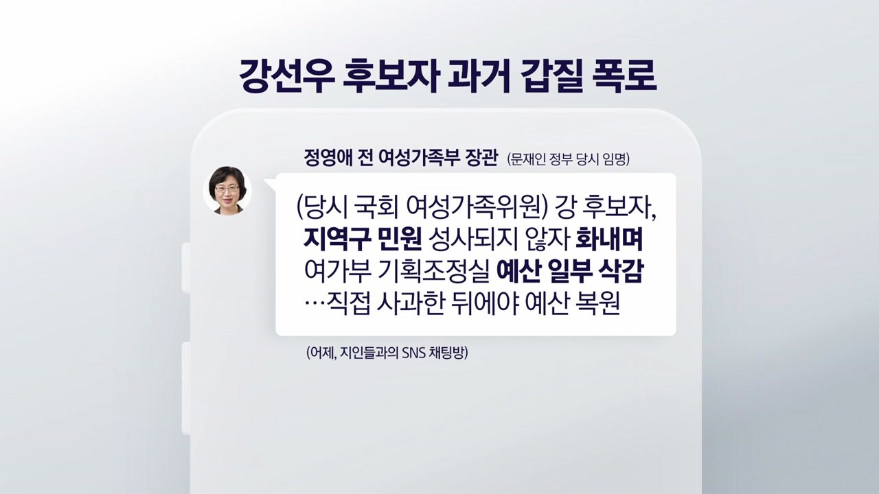 정영애 전 여가부 장관 "강선우 후보자, 장관에게도 갑질" [앵커리포트] / YTN