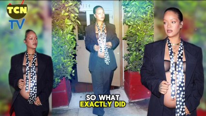 RIHANNA STUNS IN SHEER BRA & NAMEPLATE JEWELRY AT DINNER