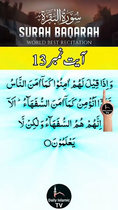 Al-Quran - Surah 2 - Al-Baqara - Ayah 13 | daily islamic tv