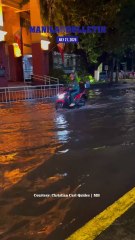 Floodwaters remain along Cecilia Muñoz Street near Universidad de Manila