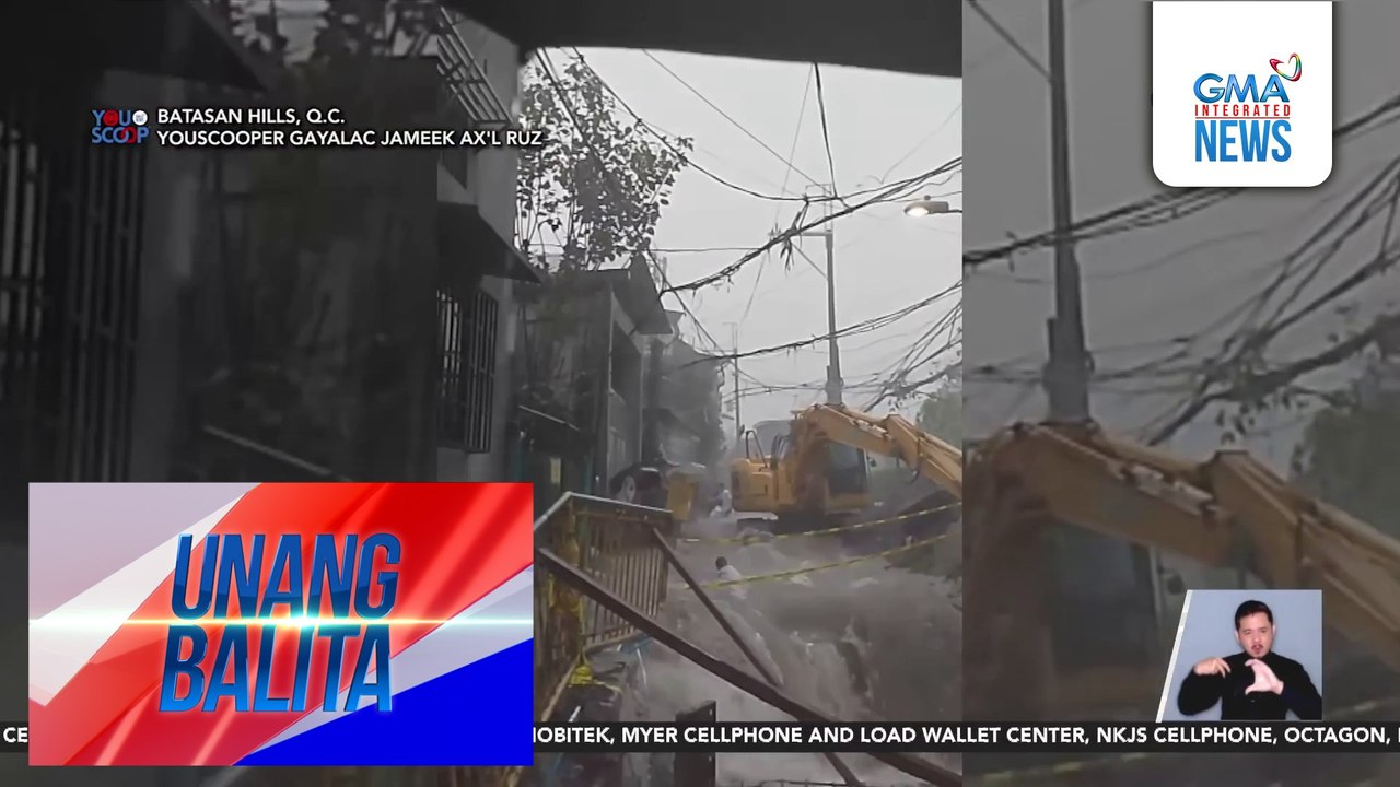 Batang tinangay ng rumaragasang baha sa Quezon City, nailigtas | Unang Balita