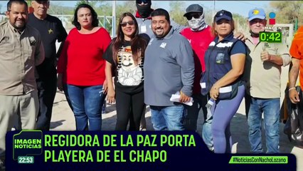 Captan a la regidora de La Paz usando una playera con la caricatura de “El Chapo” | Nacho Lozano