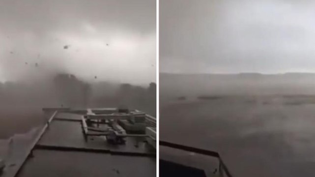 Tornado colpisce l’aeroporto: le immagini impressionanti della tempesta