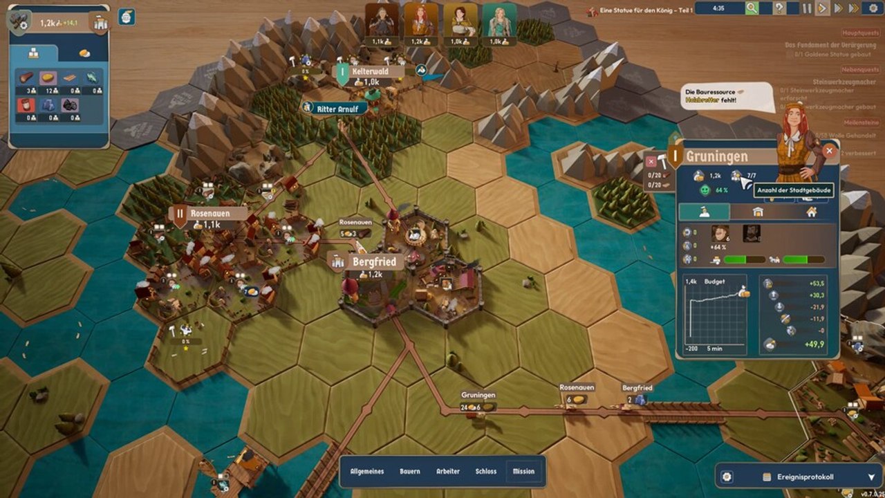 Im brettspielartigen Aufbau-Gameplay aus der Kampagne von Let Them Trade wird es gemütlich