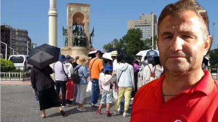 Taksim’de sıcak hava bunalttı: Vatandaşlar gölgelere akın etti