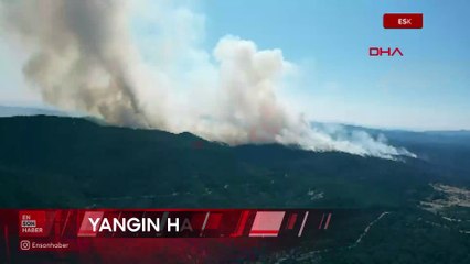 Eskişehir’de orman yangını havadan görüntülendi