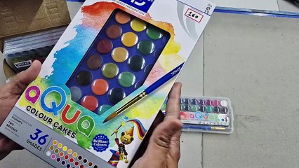 Unboxing & Review of DOMS Aqua Water Colour Cakes 🎨 | 36 Shades | Budget Art Set at ₹70 Only!