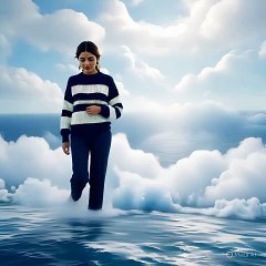 beautiful indian women walking in sea area