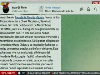 Canciller Yván Gil recibió al Secretario General del Frelimo, Chakil Aboobacar