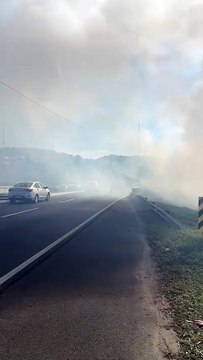 Cortina de fumaça : Incêndio afeta visibilidade da BR-101 na Grande Florianópolis; veja vídeo