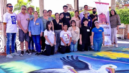 Convierten la plaza principal de Jamay en un Lienzo efímero con el taller de Arte Madonnari