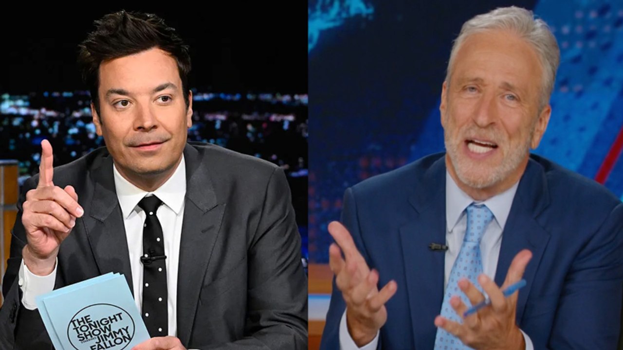 Jon Stewart & Jimmy Fallon Address 'Late Show' Cancellation on Monday Night Shows | THR News Video