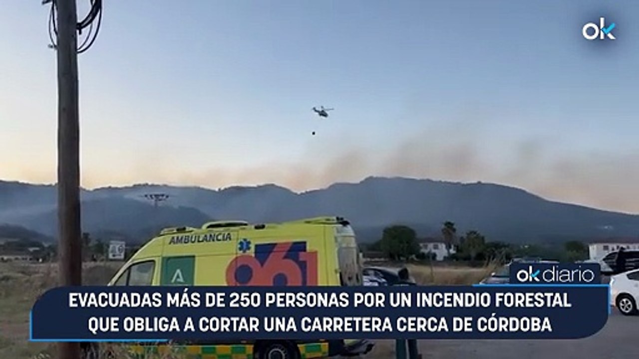 Evacuadas más de 250 personas por un incendio forestal que obliga a cortar una carretera cerca de Córdoba