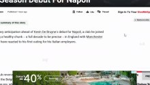Fans Drop Verdict After Kevin De Bruyne Makes Pre-Season Debut For Napoli