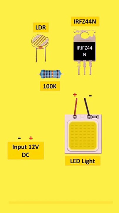 Day & Night Automatic Light ON & OFF Circuit diagram #diy​   #diycircuit​  #ldr​  #led​  #schematics​  #electroniccircuits​