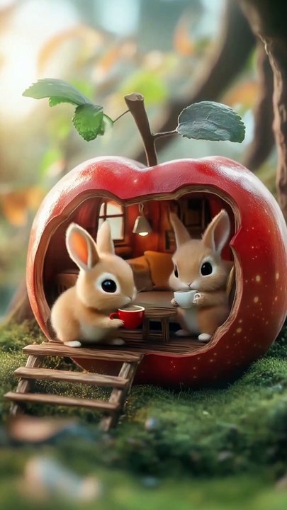 The_Apple_House_and_the_Crafty_Bunny_Builders_in_2025___Cartoon_crazy,_Funny_cartoon_pictures,_Cute_baby_animals(360P)