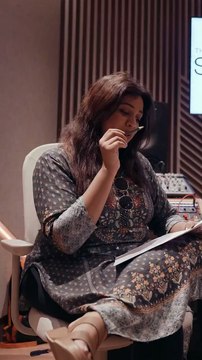 Shreya Ghoshal in recording studio for recording a song Thullum Nenjam