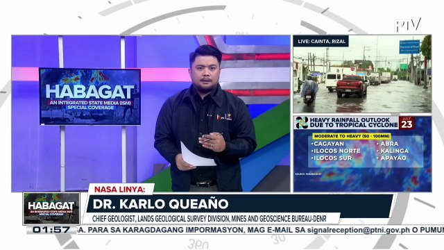 Panayam kay Dr. Karlo Queaño, ang Chief Geologist ng Lands Geological Survey Division ng DENR-MGB kaugnay sa banta ng landslide at pagbaha