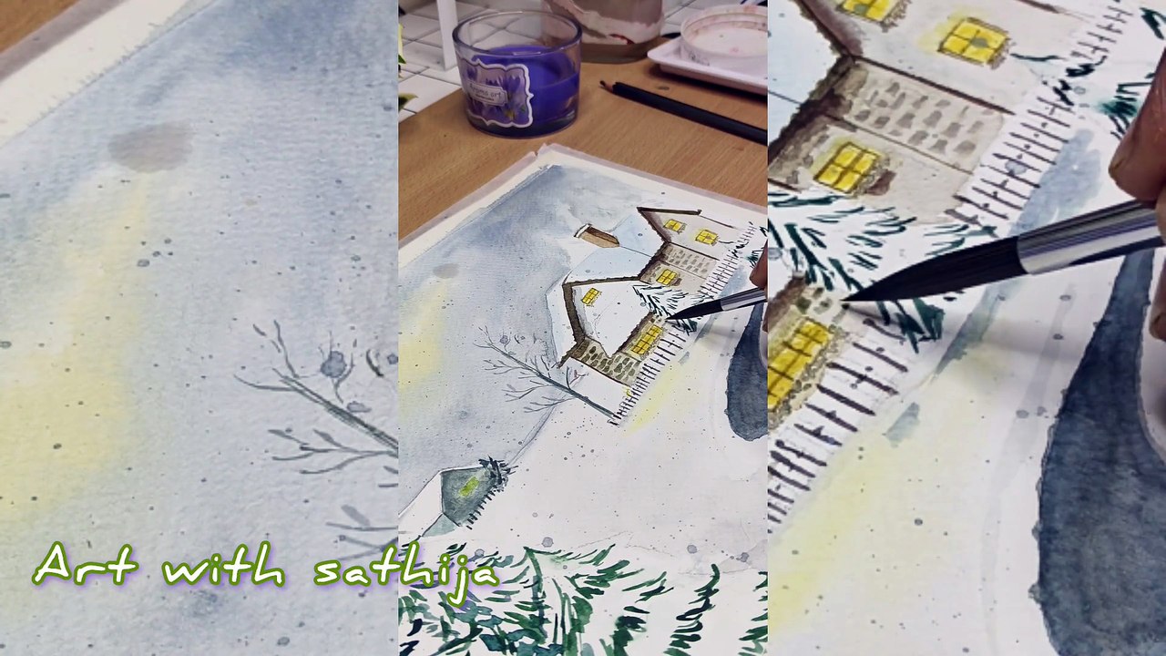 “How to Paint a Snowy Home with Watercolors | Winter Landscape Art Tutorial”