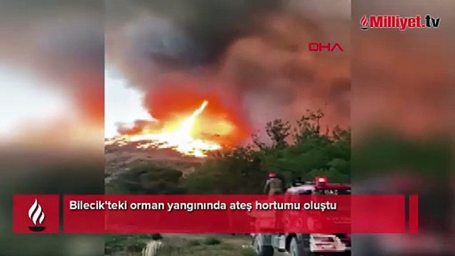 Bilecik'teki orman yangınında ateş hortumu oluştu