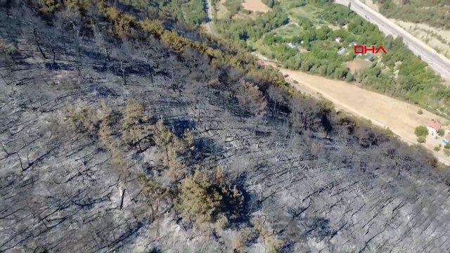 Karabük'te orman yangınına müdahale sürüyor; yanan alan havadan görüntülendi