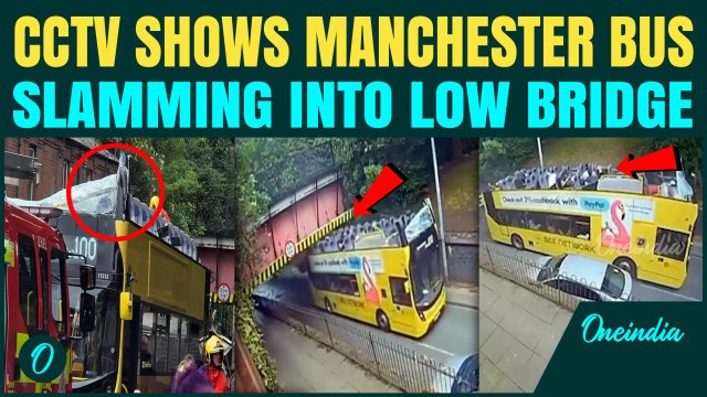 Manchester Bus Accident: Double-Decker Bus ROOF RIPPED OFF By Low Bridge | CCTV Captures CHAOS